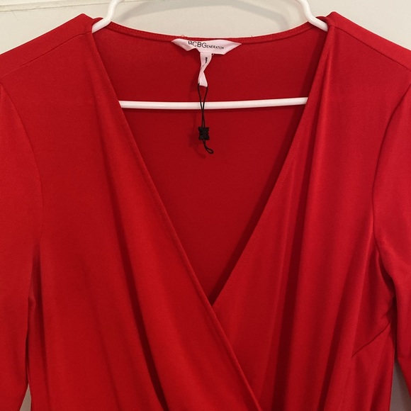 BCBGeneration Red Surplice Knot Dress | size medium - Picture 13 of 13